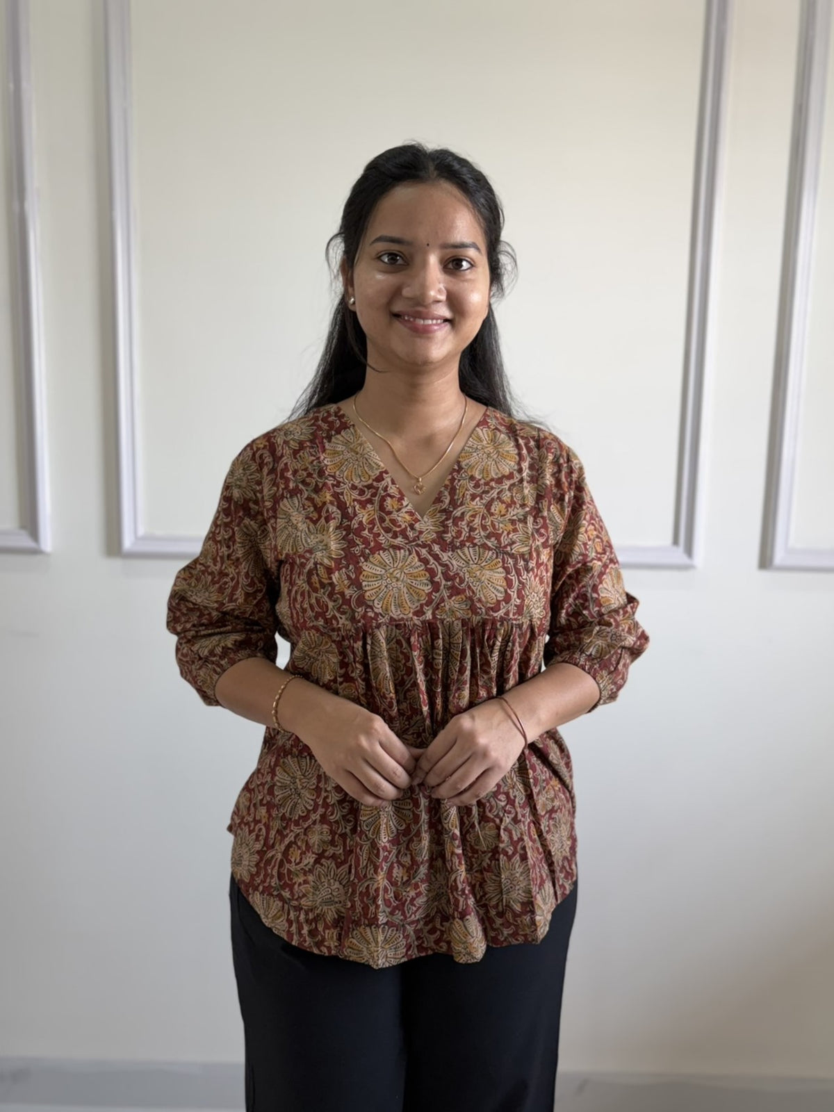Tholi - Red Kalamkari Short Top