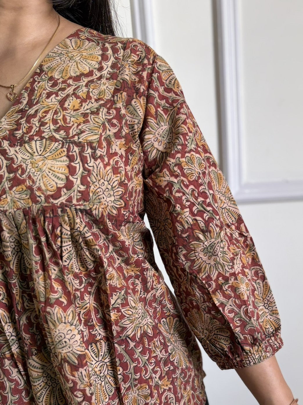 Tholi - Red Kalamkari Short Top