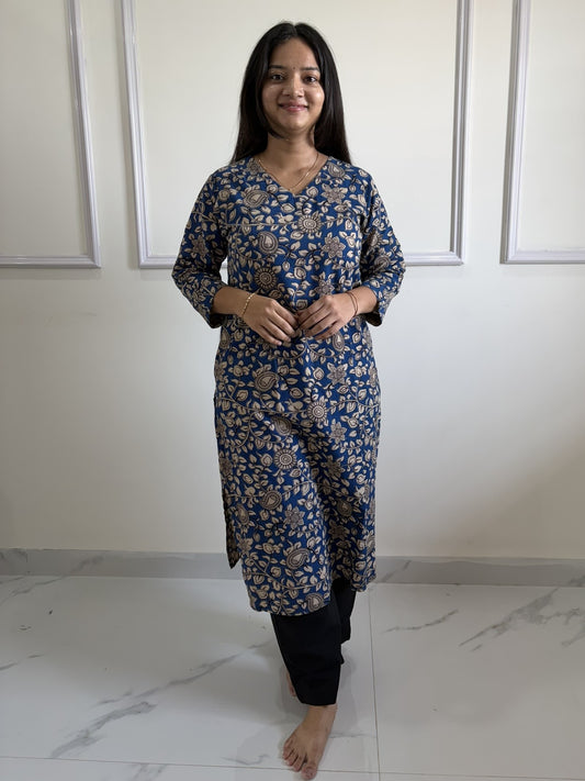 Tholi - Blue Kalamkari Straight Kurti
