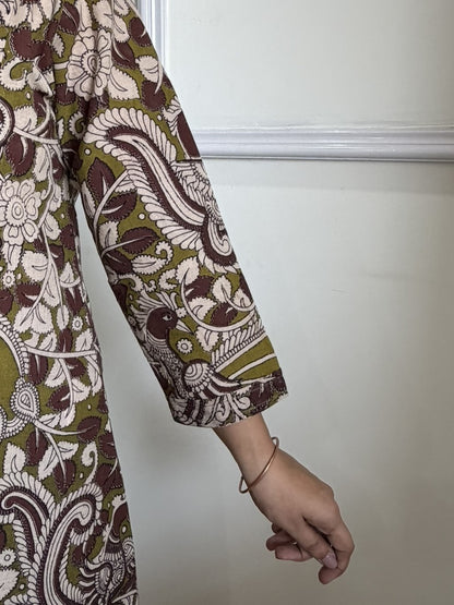 Tholi - Green Kalamkari Cotton Kali Kurti