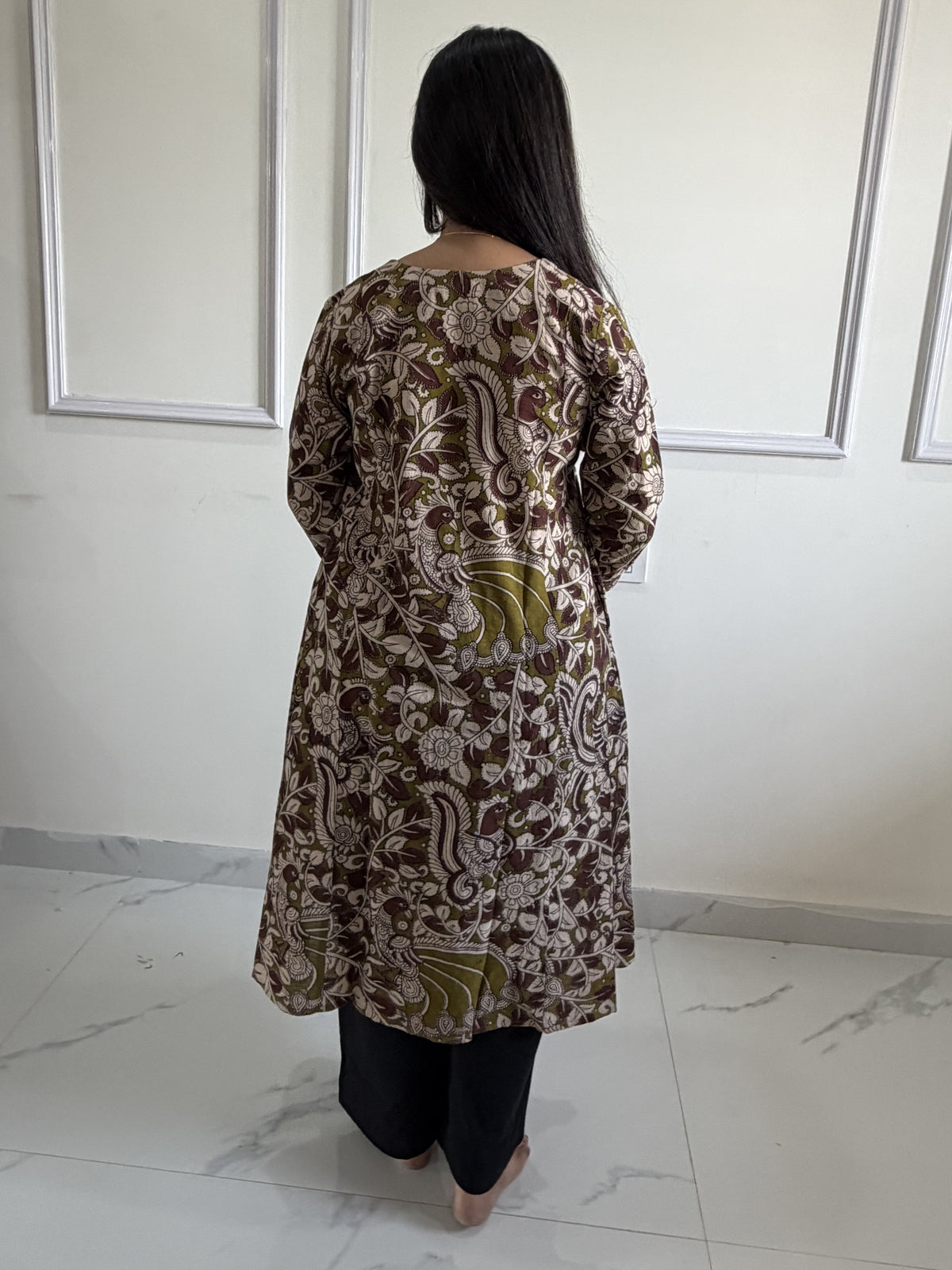 Tholi - Green Kalamkari Cotton Kali Kurti