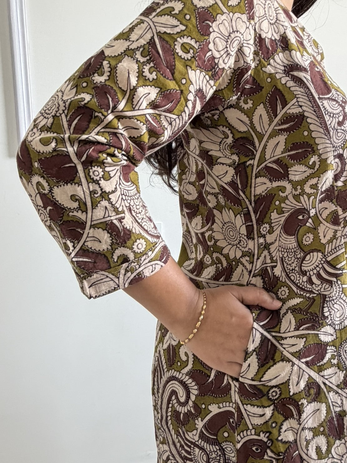 Tholi - Green Kalamkari Cotton Kali Kurti